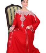 Red embroidered georgette islamic kaftan