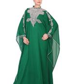 Green embroidered georgette islamic kaftan