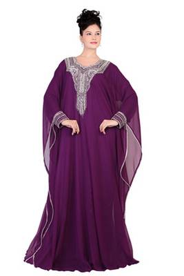 Wine embroidered georgette islamic kaftan 1