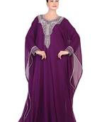 Wine embroidered georgette islamic kaftan