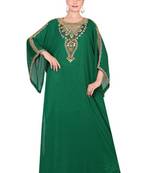 Green embroidered georgette islamic kaftan