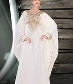 White embroidered georgette islamic kaftan