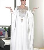 White embroidered georgette islamic kaftan