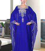 Blue embroidered georgette islamic kaftan