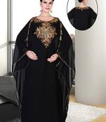 Black embroidered georgette islamic kaftan