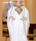 White embroidered georgette islamic kaftan