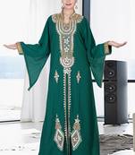 Green embroidered georgette islamic kaftan