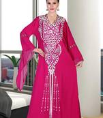Pink embroidered georgette islamic kaftan