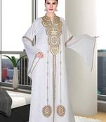 White embroidered georgette islamic kaftan