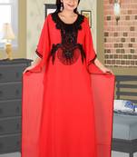 Light-red embroidered georgette islamic kaftan
