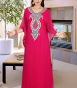 Pink embroidered georgette islamic kaftan