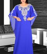 Blue embroidered georgette islamic kaftan