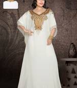 White embroidered georgette islamic kaftan