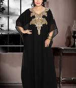 Black embroidered georgette islamic kaftan