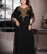 Black embroidered georgette islamic kaftan