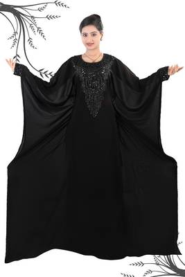 Black embroidered georgette islamic kaftan 1
