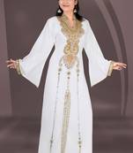 White embroidered georgette islamic kaftan