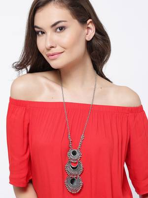 Infuzze Oxidised  Toned Alloy Necklace 3