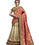 Red Embroidered Brocade Silk Saree With Blouse