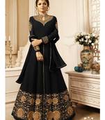 black embroidered georgette semi stitched salwar with dupatta