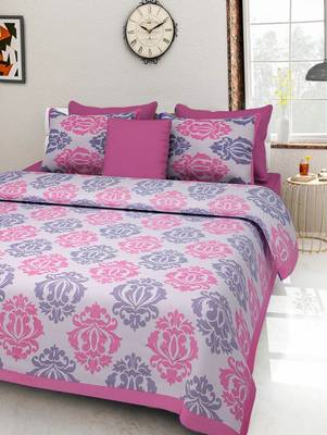 Dreamy Zone Pink Cotton Double Bedsheet with Pillow Cover 1