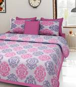 Dreamy Zone Pink Cotton Double Bedsheet with Pillow Cover