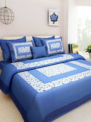 Dreamy Zone Blue Cotton Double Bedsheet with Pillow Cover 1