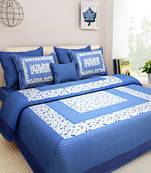 Dreamy Zone Blue Cotton Double Bedsheet with Pillow Cover
