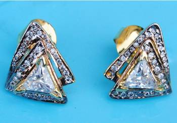 Layered Triangular Diamond Earrings 1