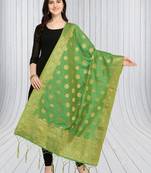 Green Banarasi Silk Zari Woven Dupatta With Tussels