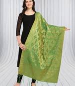 Green Banarasi Silk Zari Woven Dupatta With Tussels