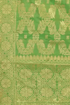 Green Banarasi Silk Zari Woven Dupatta With Tussels
