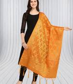 Orange Banarasi Silk Zari Woven Dupatta With Tussels