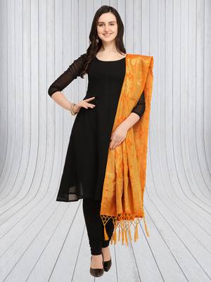 Orange Banarasi Silk Zari Woven Dupatta With Tussels 5