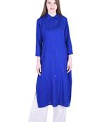 Blue plain cotton kurti