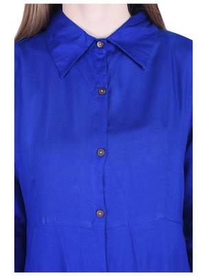 Blue plain cotton kurti 4