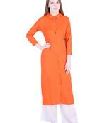 Orange plain cotton kurti