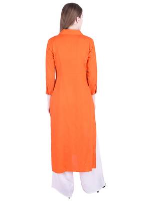 Orange plain cotton kurti 3