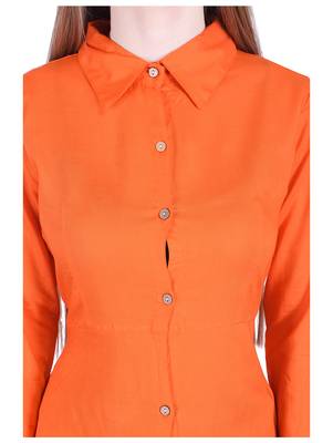 Orange plain cotton kurti 4
