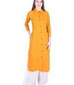Yellow plain cotton kurti