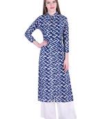 Blue printed cotton kurti