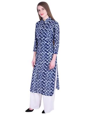 Blue printed cotton kurti 2