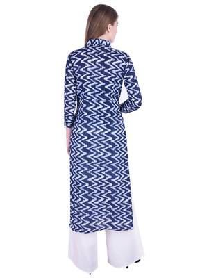 Blue printed cotton kurti 3