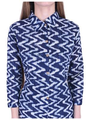Blue printed cotton kurti 4