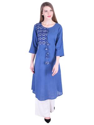 Blue printed cotton kurti 1