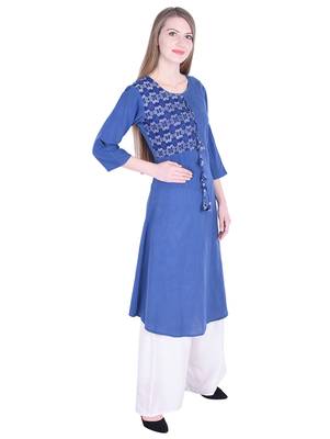 Blue printed cotton kurti 2
