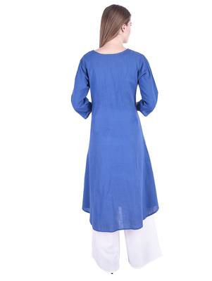 Blue printed cotton kurti 3