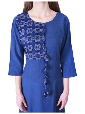 Blue printed cotton kurti 4