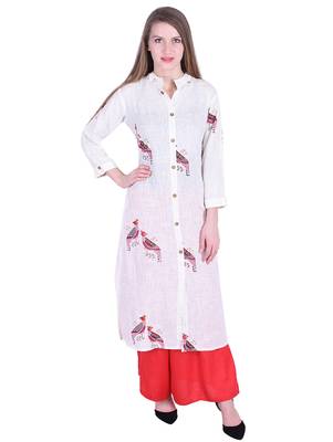 White printed cotton kurti 1