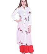 White printed cotton kurti